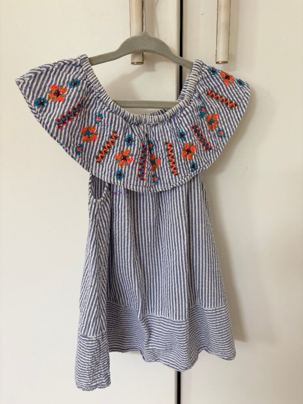 ZARA Kids Stripe Embroidery Striped Dress, Size 2/3T